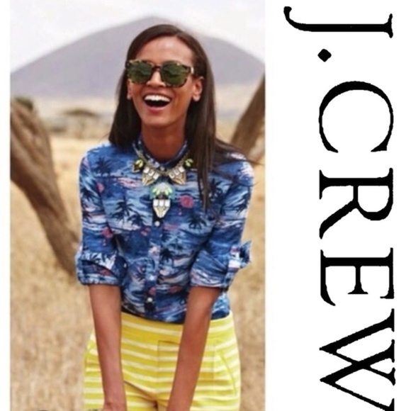J. Crew Tops - Beautiful J. Crew Popover Hawaiian Sunset Shirt